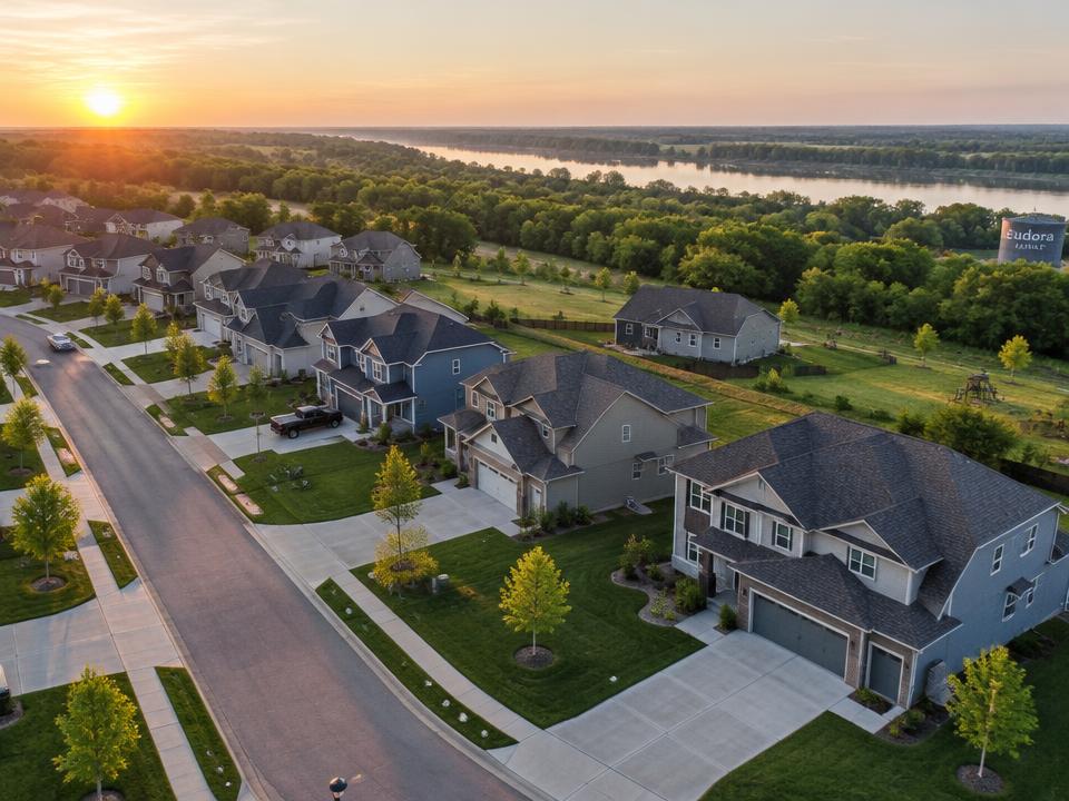 Aerial view of homes in Eudora, KS