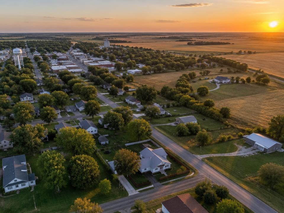 Aerial view of homes in Holton, KS