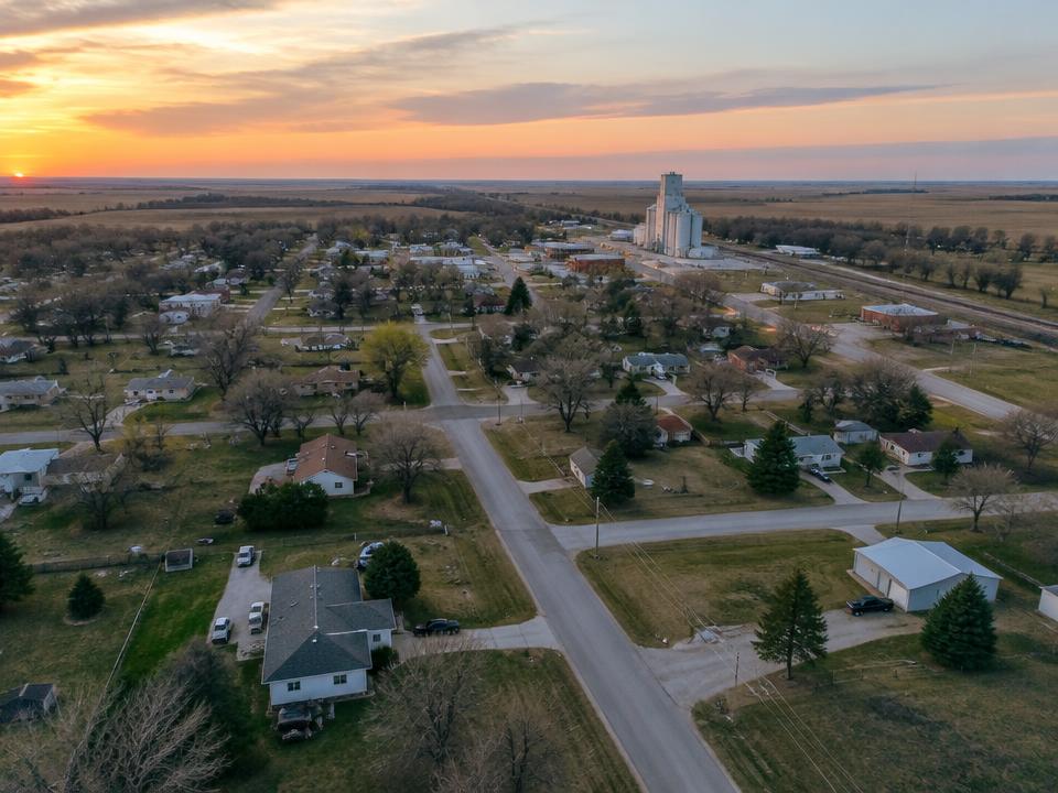 Aerial view of homes in Osage City, KS