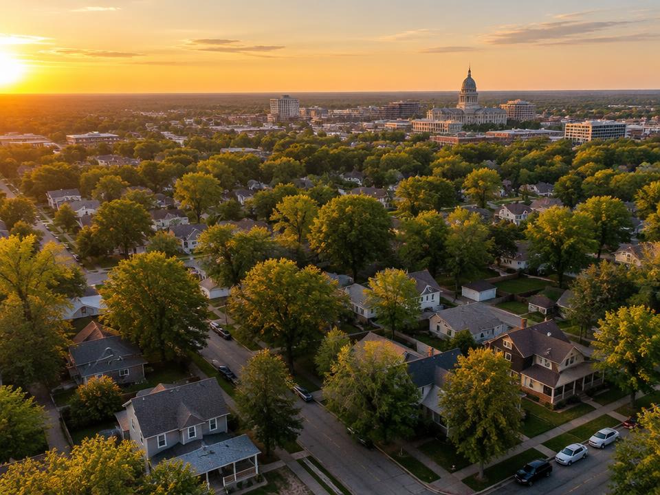 Aerial view of homes in Topeka, KS